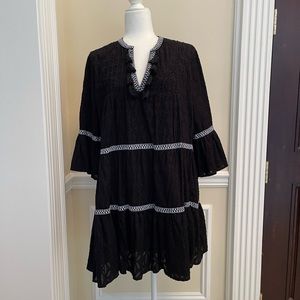 Tommy Bahama Jacquard Tiered Dress in Black